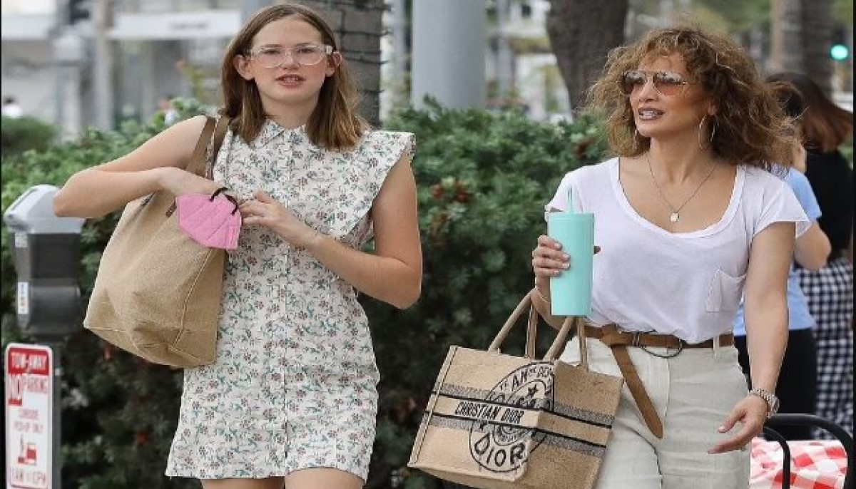 Violet Affleck dons Chic Floral Print dress while hanging out with