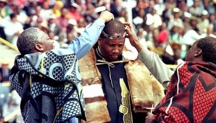 Lesotho King wearing calfskin headband