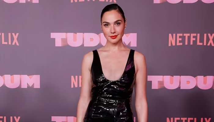 Gal Gadot opts for vinyl black dress as outfit no. 2 at Netflix Tudum 2023